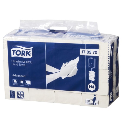 Tork Ultraslim Hand Towel H4 White 24 x 21cm - 150 Towels x 20 Packs