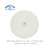 Grobet USA 10.525 - Aluminium Oxide Trim, White Knock Down Heatless Wheel 3" X 3/8 Coarse (1/4' hole)