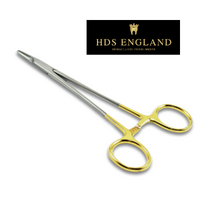 HDS England Mayo Hegar Needle Holder Tungsten Carbide Gold Handle 16cm