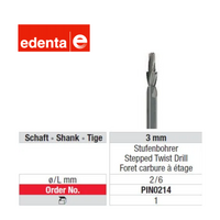 Edenta Stepped Pindex Drill 3mm Shank