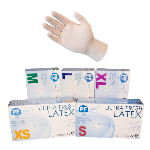 Ultra Fresh Latex Powder Free Examination Glove 1000pc CTN (10 x 100pcs)
